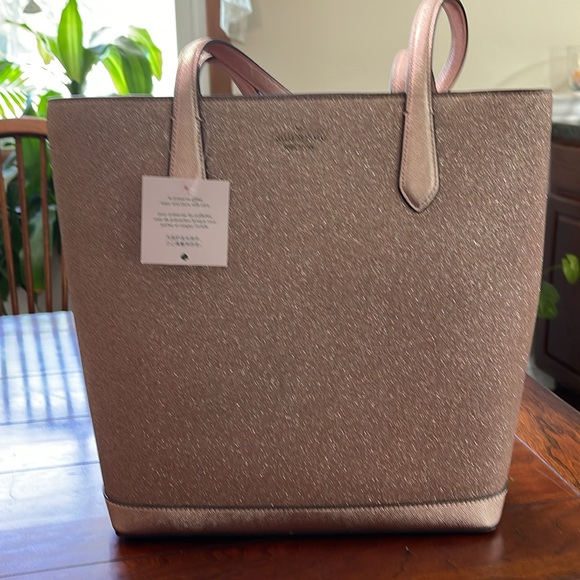 Kate spade glitter tote. Rose gold tinsel. NWT.  MRSP $359 - Picture 2 of 11
